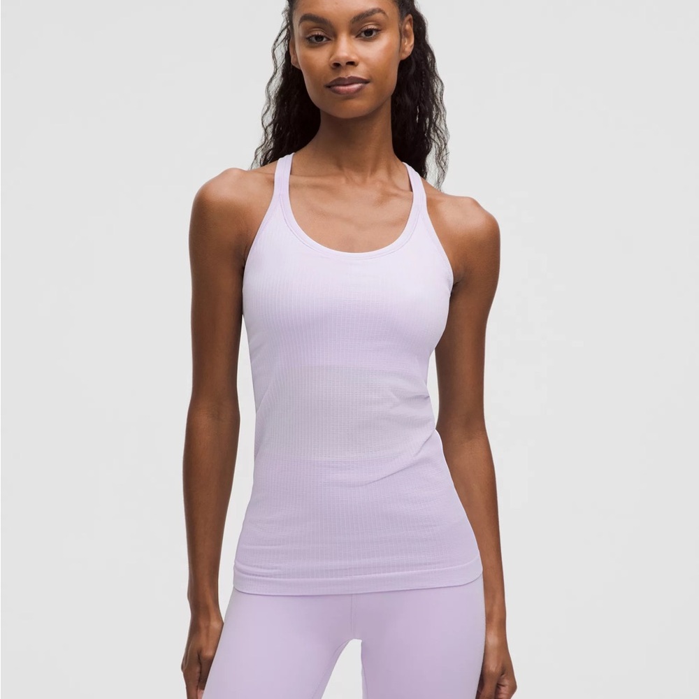 Lululemon lilac ether Lavender Racerback Tank Top ebb to street bra shelf purple